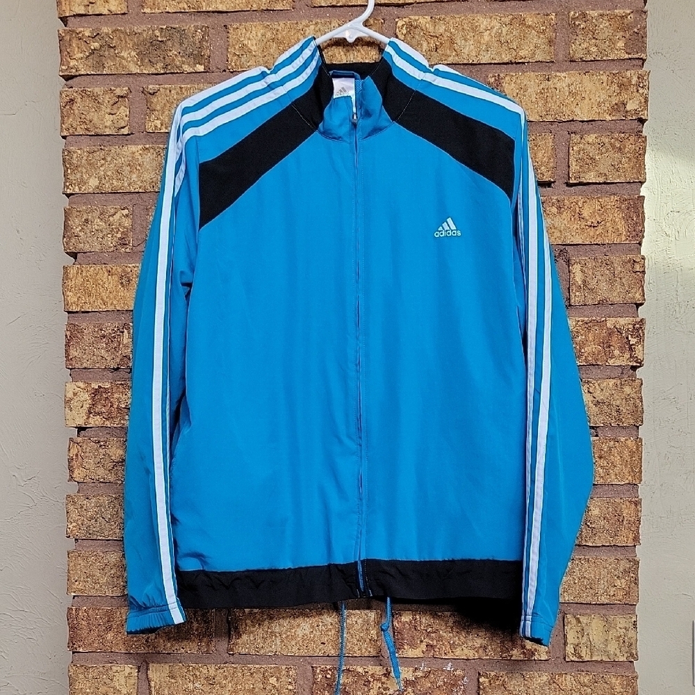 Adidas Windbreaker Size Large Blue Black Retro 2006 Casual Streetwear